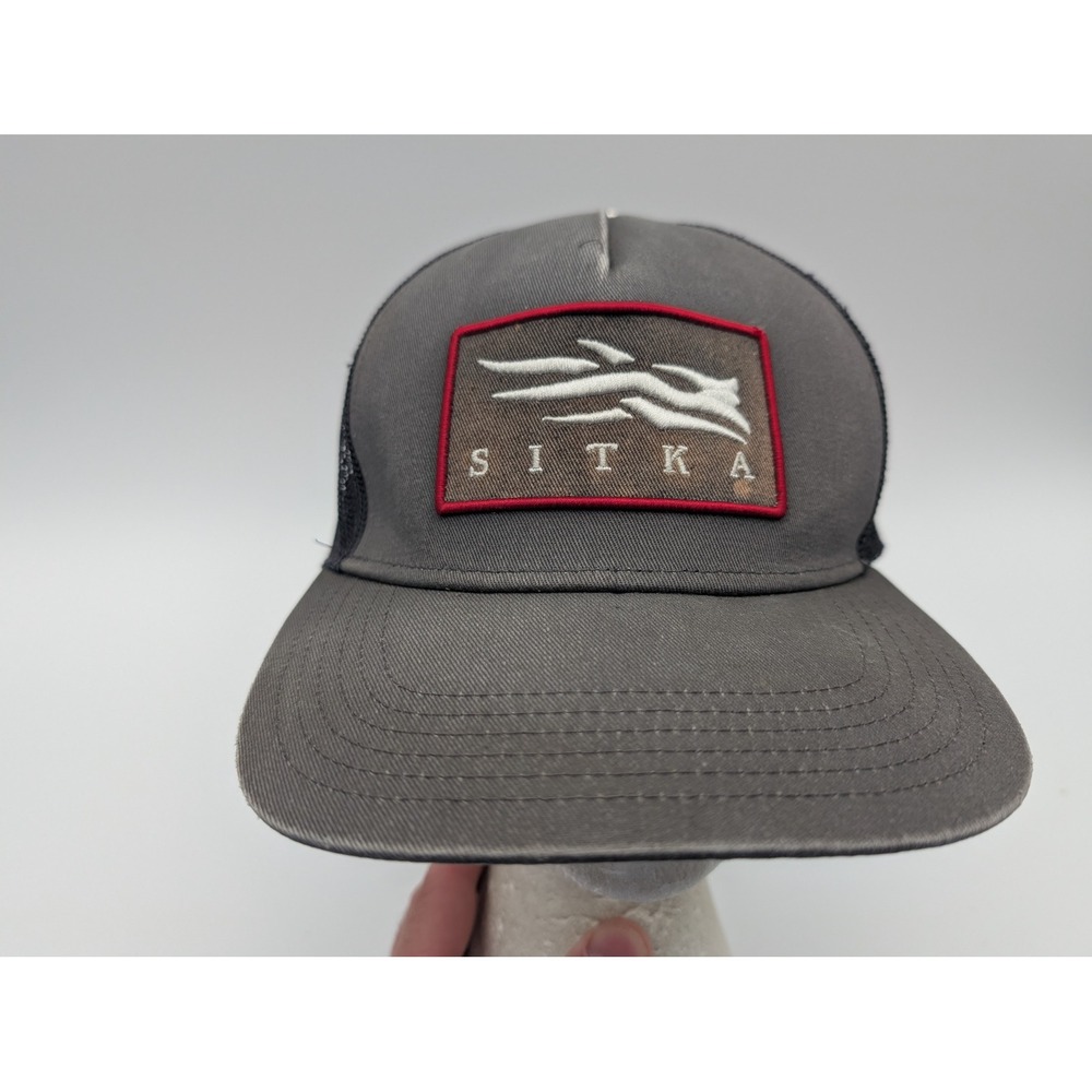Sitka Hi-Pro Trucker Hat Gray Black Mesh Snapback High Profile Logo Patch Cap